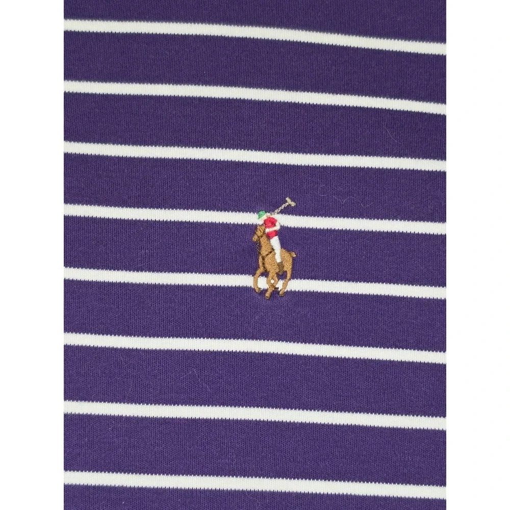 Polo Ralph Lauren Men's Large Pima Soft Touch Striped Polo Shirt Purple White